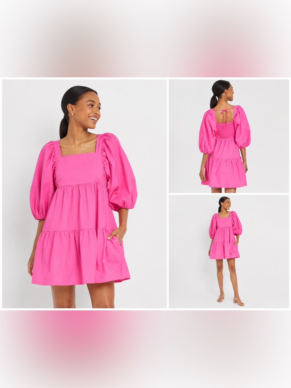 A New Day Bubblegum Barbie  Ballon Sleeve Puffed Sleeve 100% Cotton Dress S